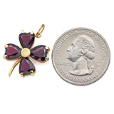 Vintage 14K Yellow Gold Garnet Clover Pendant