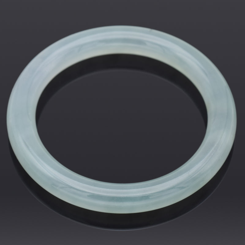 GIA Certified Translucent Bluish Green Jadeite Jade Bangle Bracelet