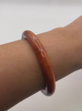 GIA Certified Translucent Brown-Orange Jadeite Jade Bangle Bracelet