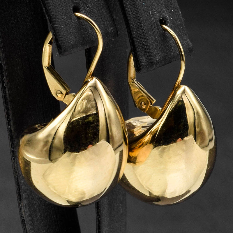 Hana Vintage 14K Yellow Gold Pear Dome Lever-Back Earrings