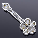 Vintage 18K White Gold Baroque Pearl & 3.89 TCW Diamond Key Brooch Pin 15.4G