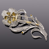 $67,000 Appraised Elan Estella 3 Platinum & 18K Gold 31.99TCW Diamond Brooch Pin