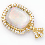 Vintage 18K Yellow Gold Opal & Diamond Pendant H/I SI-1