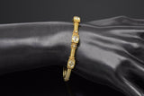 Judith Ripka 14K Gold Canary Crystal & Diamond Hinged Bangle Bracelet +Box 21.2G