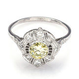 GIA Certified Platinum 0.55 Ct Fancy Light Greenish Yellow Diamond Band Ring