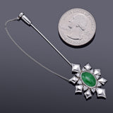 Vintage Platinum Green Jade & 0.41 TCW Diamond Brooch Pin