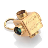 Vintage 18K Yellow Gold Paste Stone Traffic Light Charm Pendant