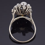 Antique 14K White Gold & Platinum 1.79 TCW Diamond Art Deco Cocktail Ring Size 9