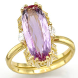 Vintage 18K Yellow Gold Pink Tourmaline & Diamond Cocktail Ring