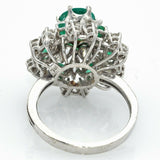 Vintage Platinum 2.09 TCW Emerald & 3.36 TCW Diamond Cocktail Ring