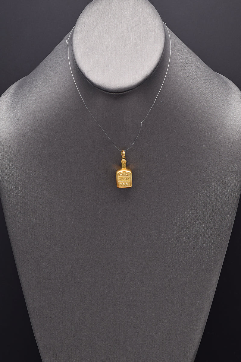 Vintage 14K Yellow Gold Whisky Bottle Charm Pendant 3.4 Grams