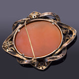 Antique 18K Gold & Sterling Silver Cameo Shell Diamond Brooch Pin Pendant 11.6G