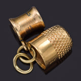 Vintage 14K Yellow Gold Thimble & Thread Spool Sewing Charm Pendant