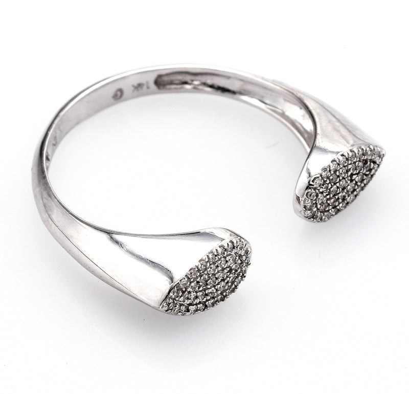 Estate 14K White Gold Pavé Diamond Open Band Ring