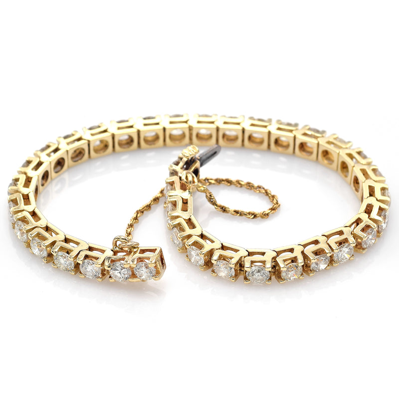 Vintage 14K Yellow Gold 10.08 TCW Diamond Tennis Bracelet