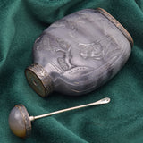 Antique Chinese Jade People Landscape & Crane Carved Snuff Bottle 133.1 Grams