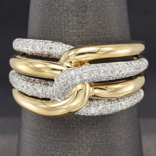 EFFY 14K Yellow Gold 0.73 TCW Diamond Interlocking Band Ring 6.6G G/H VS-SI