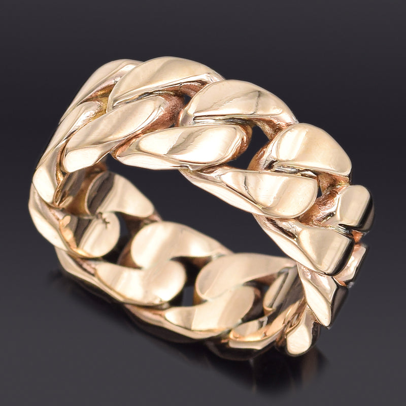 Estate 14K Yellow Gold Cuban Chain Band Ring 13.2 Grams 8.5 mm Size 9.25