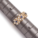 Vintage 14K Yellow Gold Sapphire & 0.54 TCW Diamond Floral Band Ring