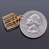 Vintage 14K Yellow Gold Bird in Birdcage Charm Pendant 1.8 Grams