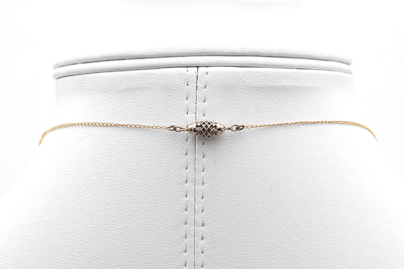 Antique 14K Yellow Gold Sea Pearl Pendant Beaded Chain Necklace