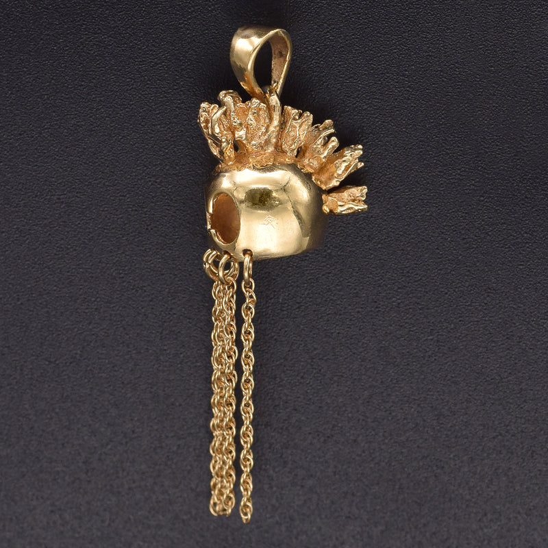 Vintage 14K Yellow Gold Hawaiian Ikaika Warrior Helmet Charm Pendant 2.6 Grams
