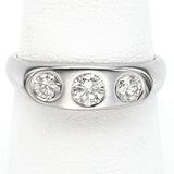 Vintage 14K White Gold 0.78 TCW Diamond Three-Stone Band Ring G/H