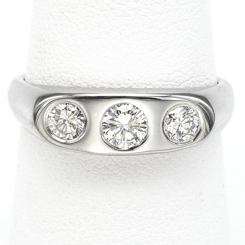 Vintage 14K White Gold 0.78 TCW Diamond Three-Stone Band Ring G/H