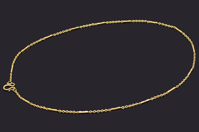 Vintage 24K Yellow Gold Link Bar Chain Necklace 2 mm 13.6 Grams 18.75 Inches