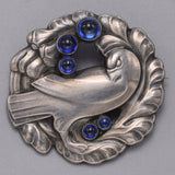 Vintage Georg Jensen Denmark Sterling Silver Sapphire Brooch Pin # 165