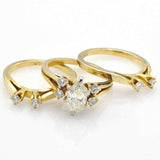 Vintage 14K Yellow Gold 0.84 Ct Marquise Diamond Three-Piece Ring Set