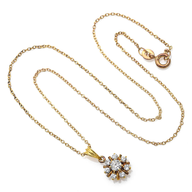 Vintage 14K Yellow Gold 0.45 TCW Diamond Pendant GF Chain Necklace