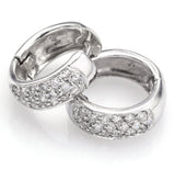 Estate 14K White Gold 0.76 TCW Diamond Three-Row Huggie Hoop Earrings