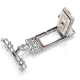 Antique Platinum Diamond & Emerald Art Deco Brooch Pin Watch