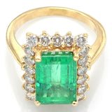 Vintage 14K Yellow Gold 5.05 Ct Emerald & Diamond Cocktail Ring 6.5 Grams F/G VS