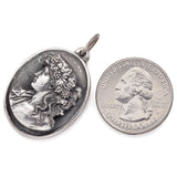 Vintage Henryk Winograd HW 999 Fine Silver Repoussé Woman Grape Vine Pendant Sm