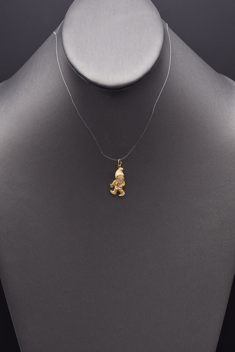 Vintage 14K Yellow Gold Gnome Charm Pendant 1.4 Grams
