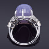 GIA Certified Platinum 32.02 Ct Natural Star Sapphire & 1.70 TCW Diamond Cocktail Ring