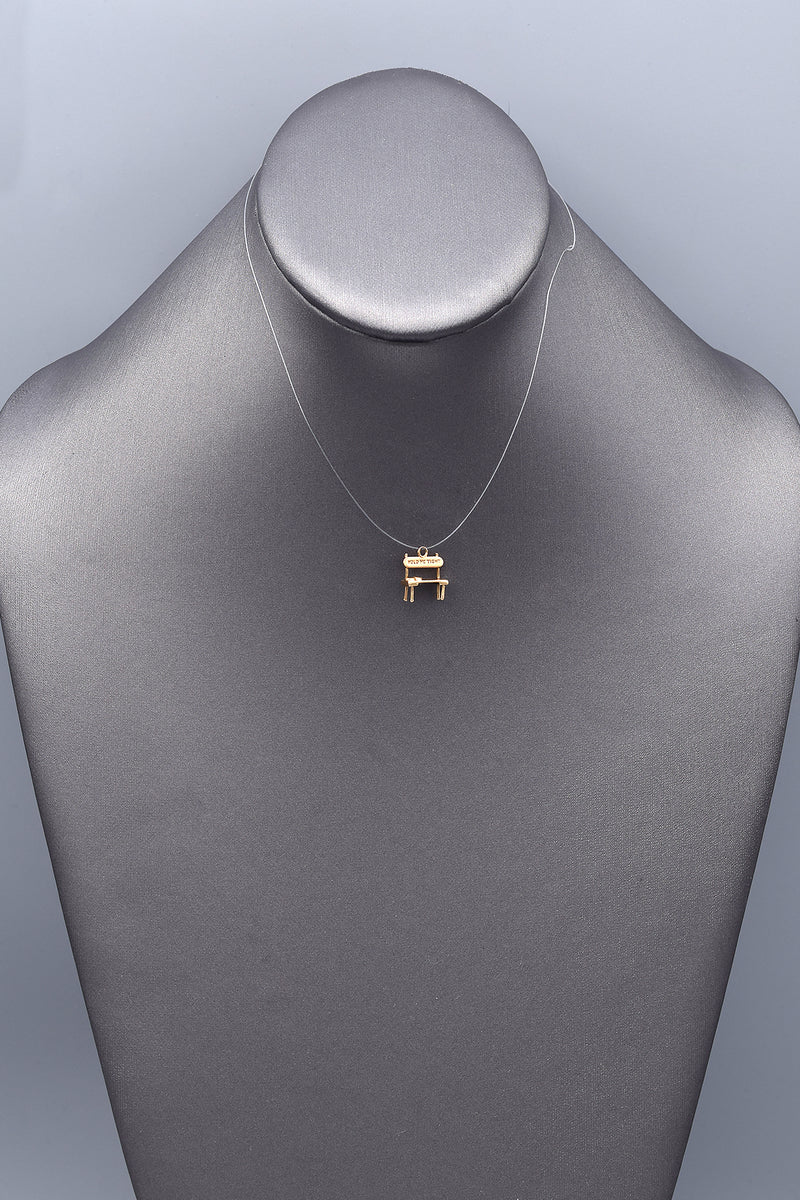 Vintage 14K Yellow Gold "Hold Me Tight" Lover's Bench Charm Pendant