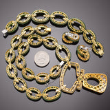 18K Gold Green Jade & 7.48 TCW Diamond Cable Link Necklace Earrings Bracelet Set