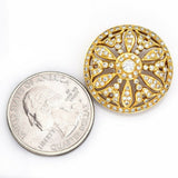 Antique 14K Yellow Gold Diamond Art Deco Round Brooch Pendant D/E VS-1