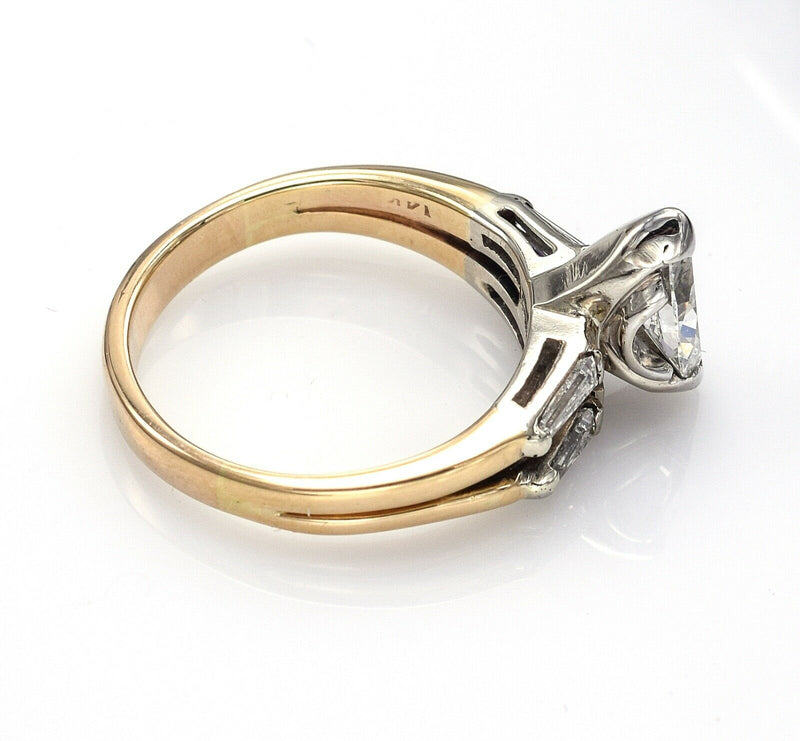 Vintage 14K Yellow Gold 1.15 TCW Diamond Marquise Band Ring