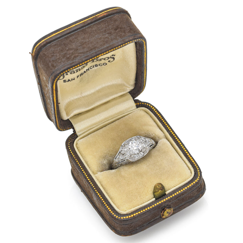 Antique Art Deco Platinum 0.67 TCW Diamond Band Ring Size 5 + Box