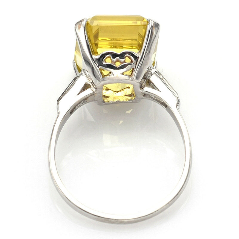 Vintage Platinum 8.02 Carat Citrine & 0.34 TCW Diamond Cocktail Ring