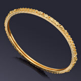 Estate 22K Yellow Gold Etched Bangle Bracelet 3.25 mm 12.2 Grams
