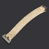Vintage 14K Yellow Gold Sapphire & Diamond Adjustable Belt Buckle Band Ring