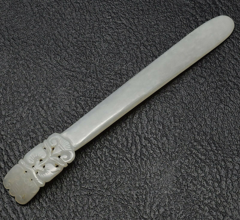 Antique Translucent Pale Green Jade Carved Buckle