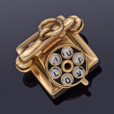 Vintage 14K Yellow Gold Telephone Charm Pendant 2.2 Grams