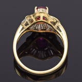 Vintage 18K Gold Natural Ruby & 1.35 TCW Diamond Baguette Band Ring 5.0Gr Sz 6.5