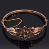 Antique Victorian 10K Gold 0.91 TCW Rose Cut Diamond Hinged Bangle Bracelet